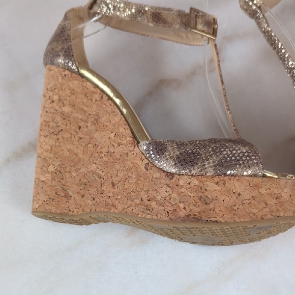 Jimmy Choo Metallic Leather T-Strap Sandals Size 8 - Picture 7 of 14